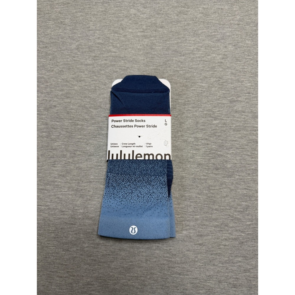 Lululemon Power Stride Crew Socks Blue Ombre Gradient Unisex Size Large LU9CPWS